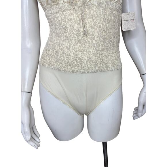 Intimately Free People Ivory Combo Bardot Sleeveless Bodysuit Womens M NWT - Picture 3 of 14
